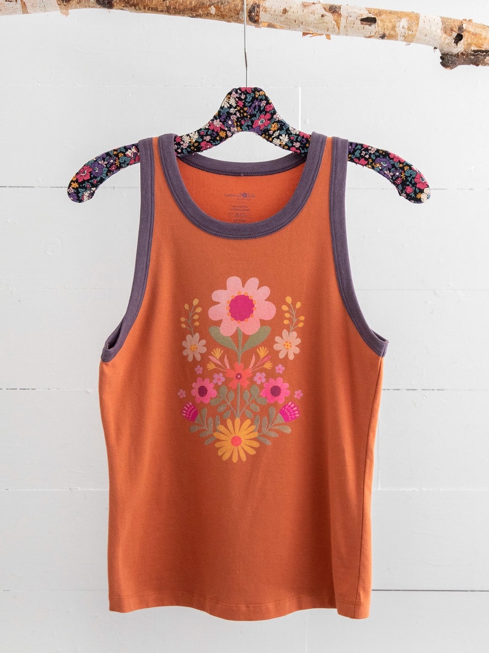 Natural Life Ringer Flowers Tank Top